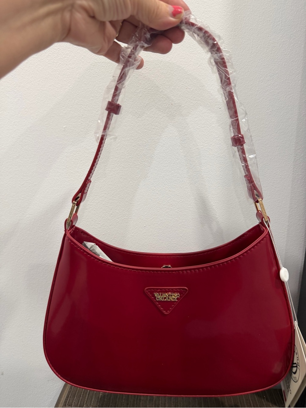 Valentino Orlandi Nova Red Shoulder Bag with Gold Hardware